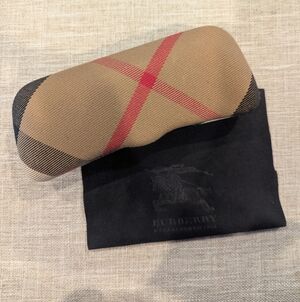 Burberry Tan and Red Checkered Eyeglass Case